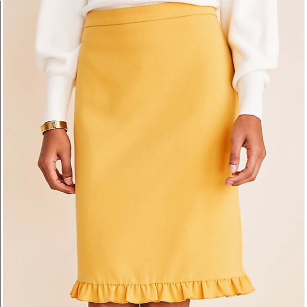 Doubleweave Ruffle Hem Pencil Skirt